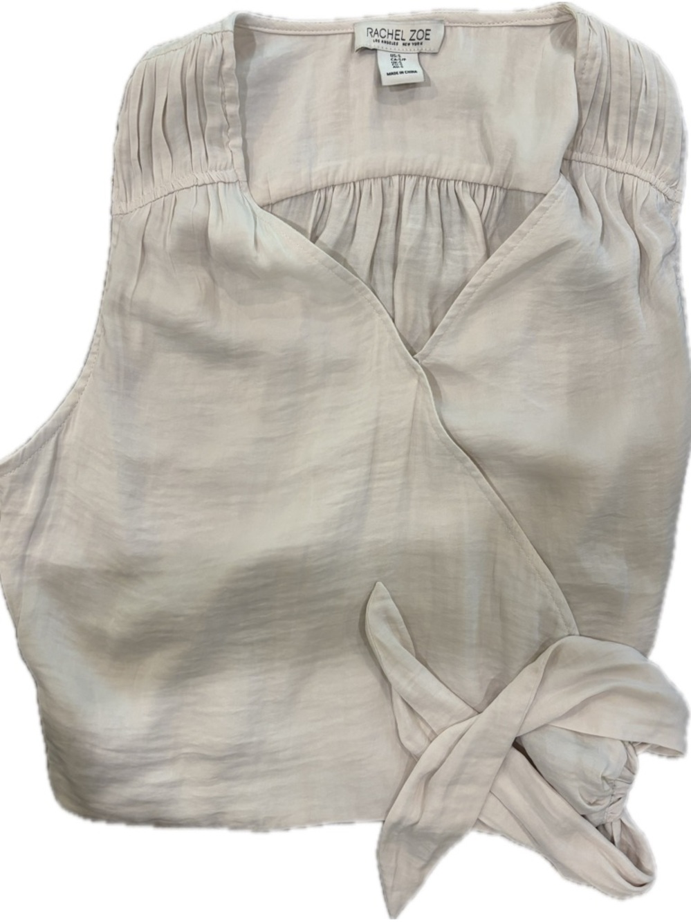 Rachel Zoe Cream Wrap-Front Sleeveless Blouse